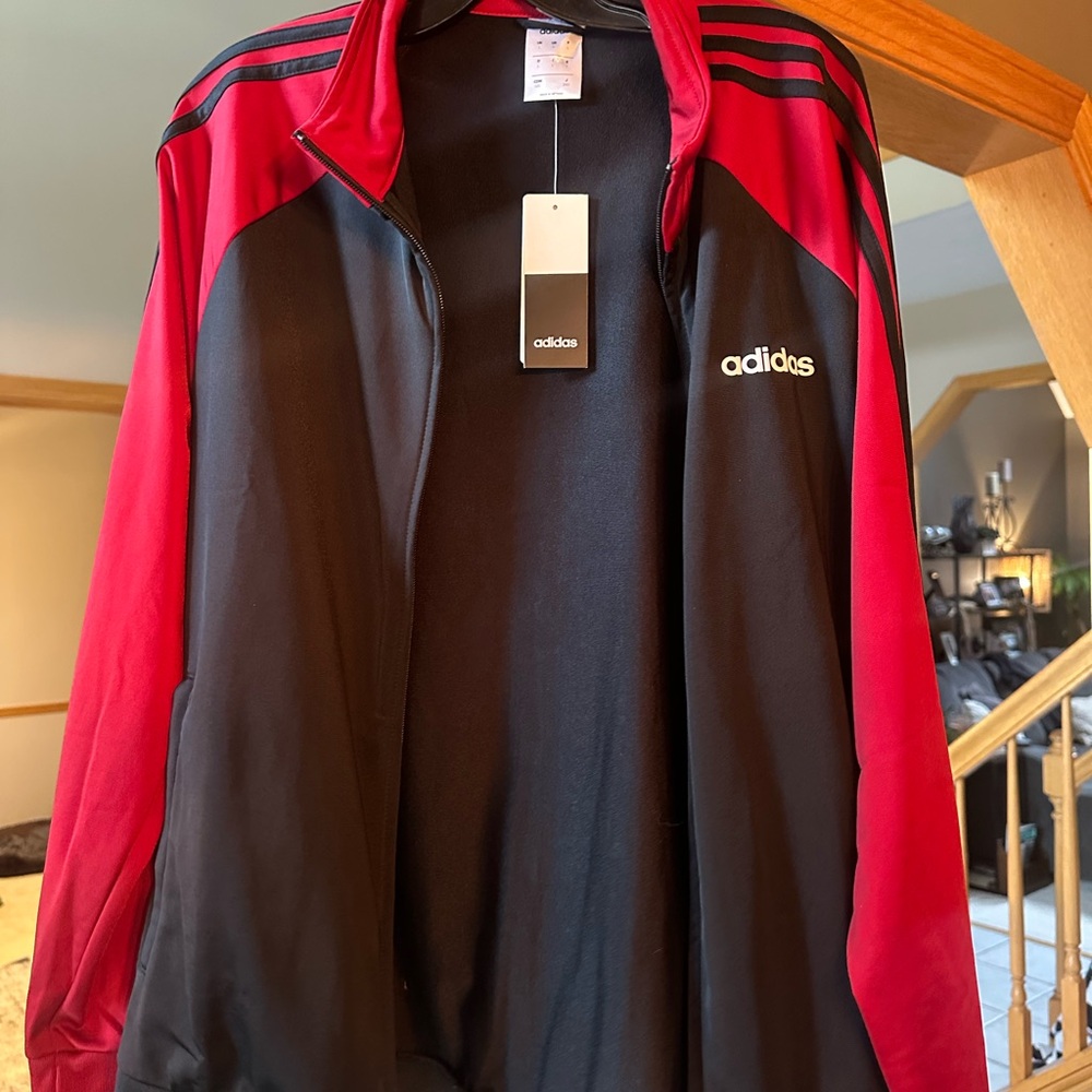 Adidas Men's Red and Black Jacket